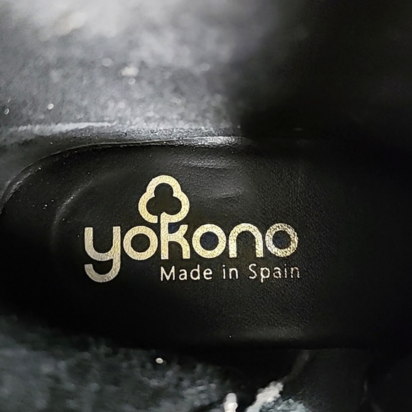 Yokono Women's Tall Black Leather Riding Biker Boots Strap Buckle Block Heel 39 - Picture 14 of 16